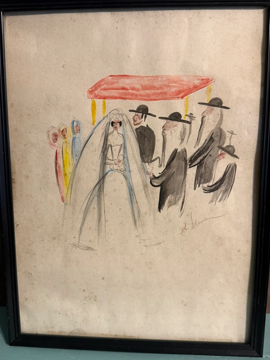 Jewish wedding painting signed - photo 4