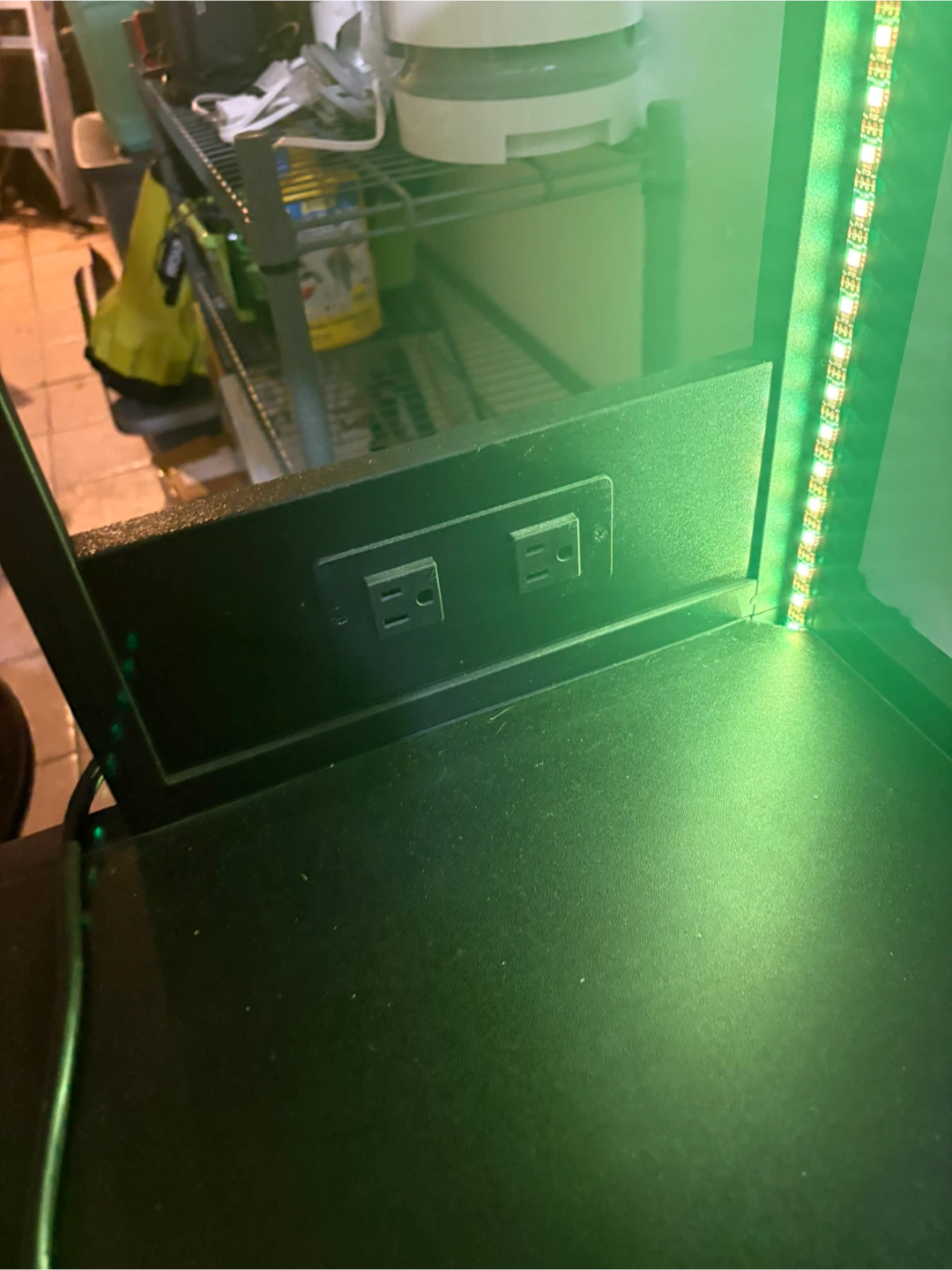 Black Corner Shelf Unit with LED Lights and Outlets - photo 4