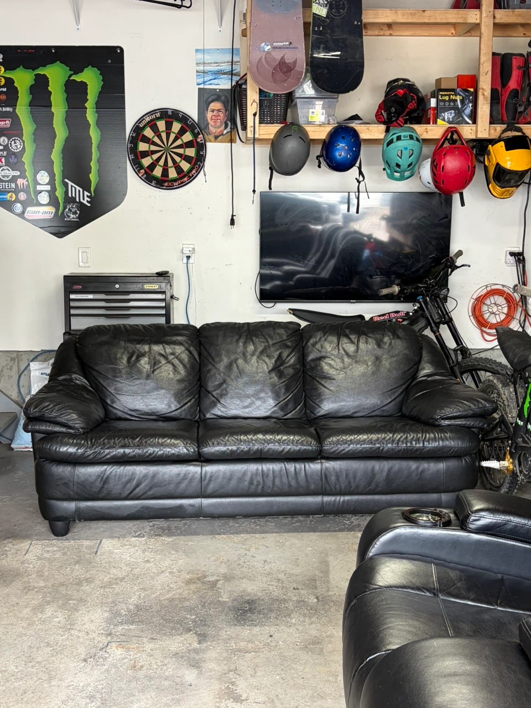 Black Leather Couch – Excellent Condition – Easy to Clean – $100