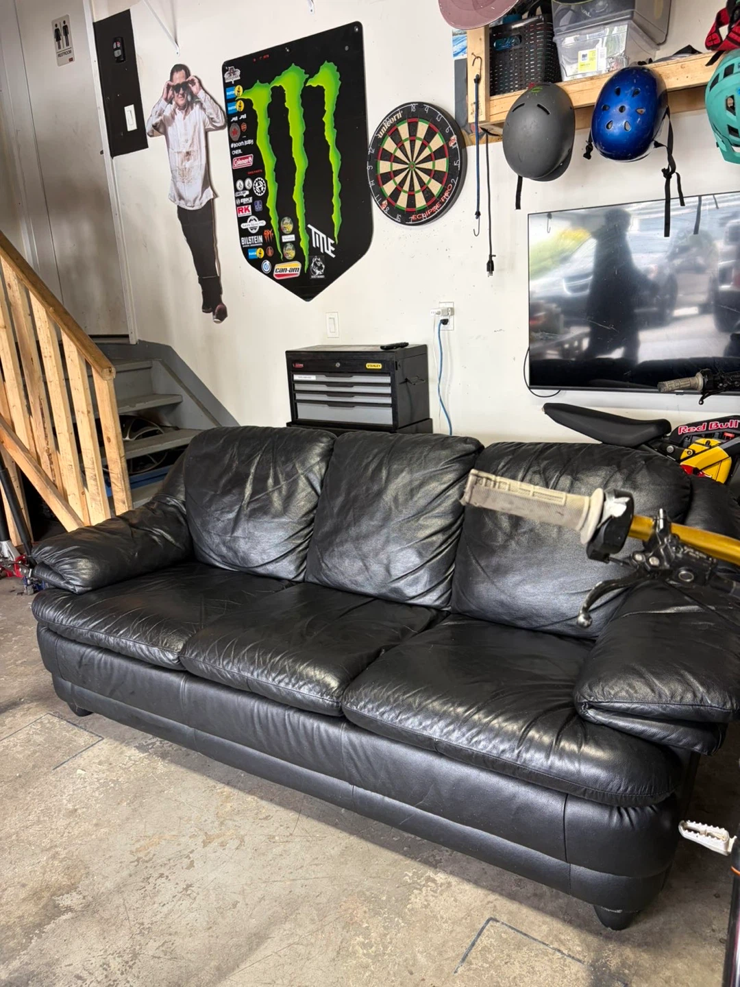 Black Leather Couch – Excellent Condition – Easy to Clean – $100 - photo 2