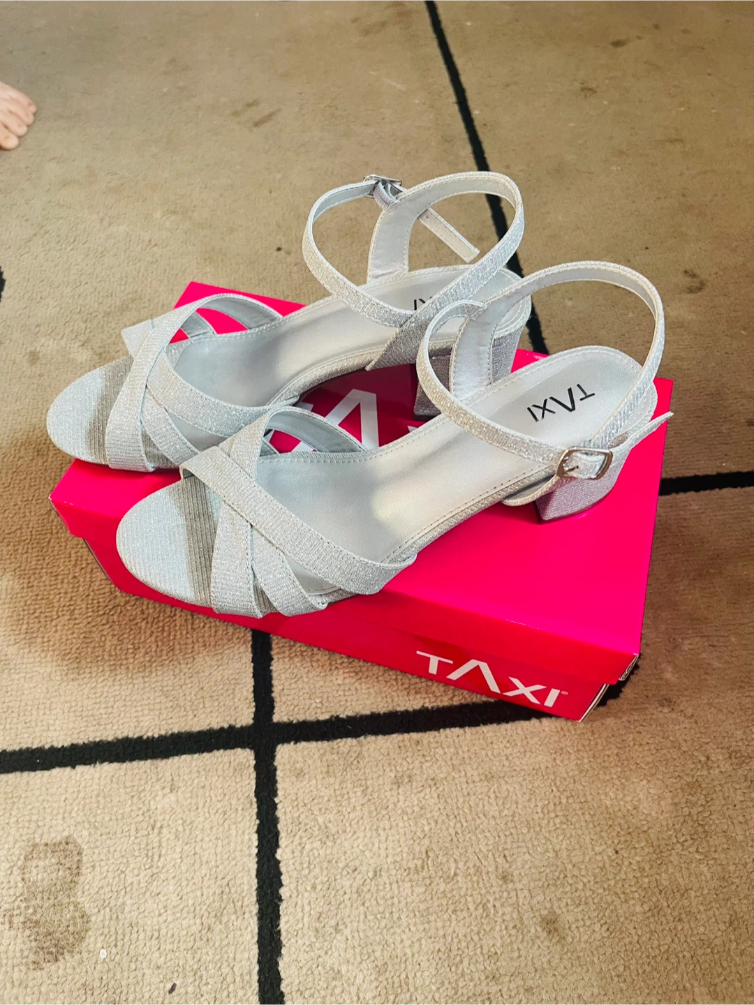 TAXI Silver Glitter Heeled Sandals
