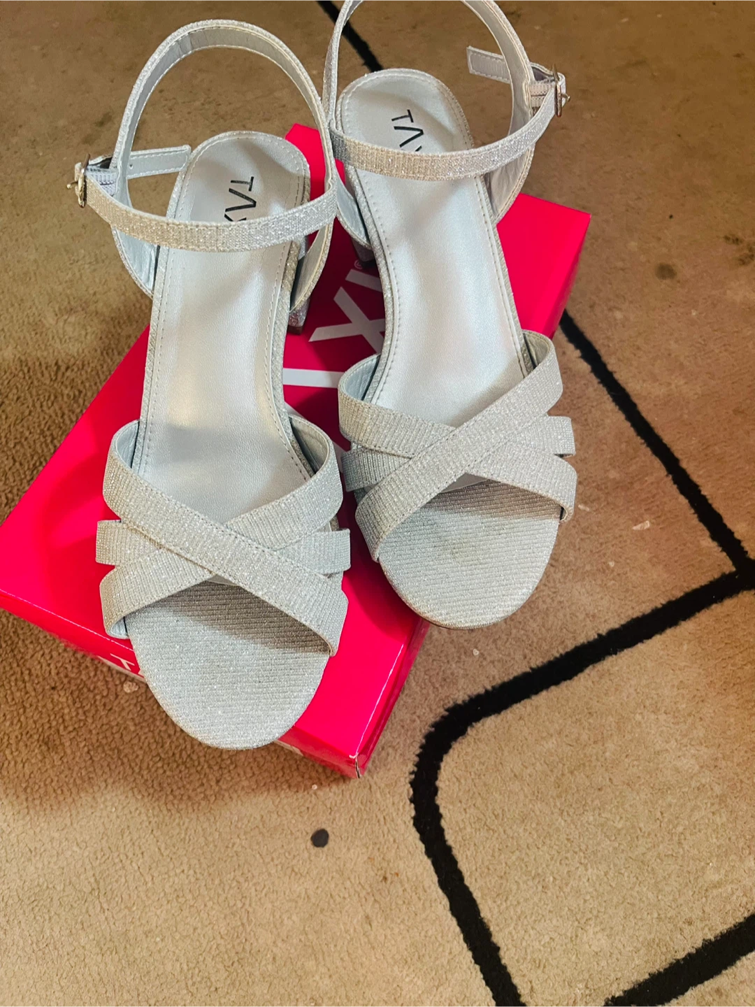 TAXI Silver Glitter Heeled Sandals - photo 2