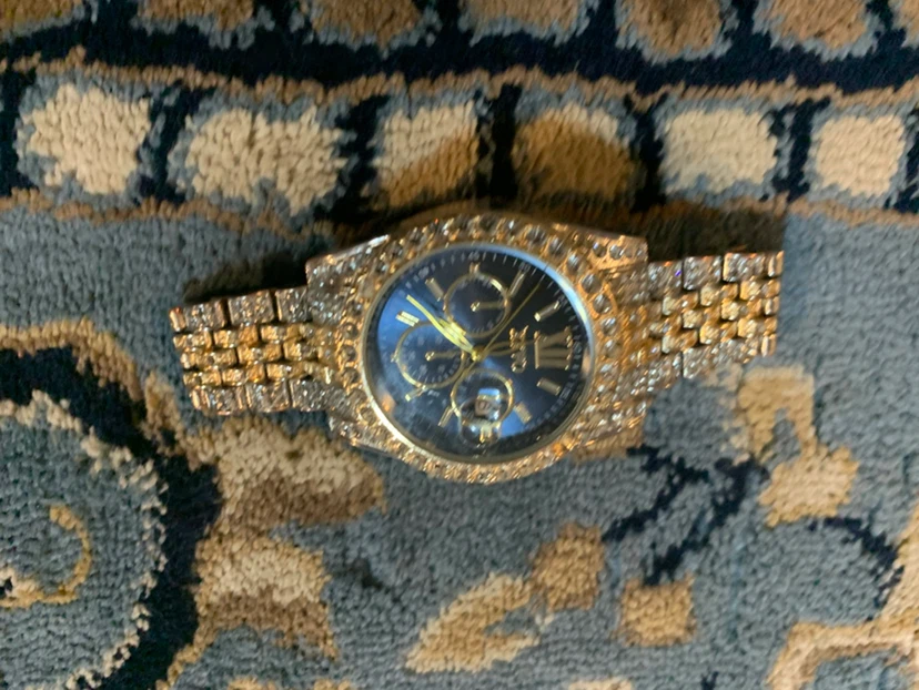 Gold Watch with Rhinestones