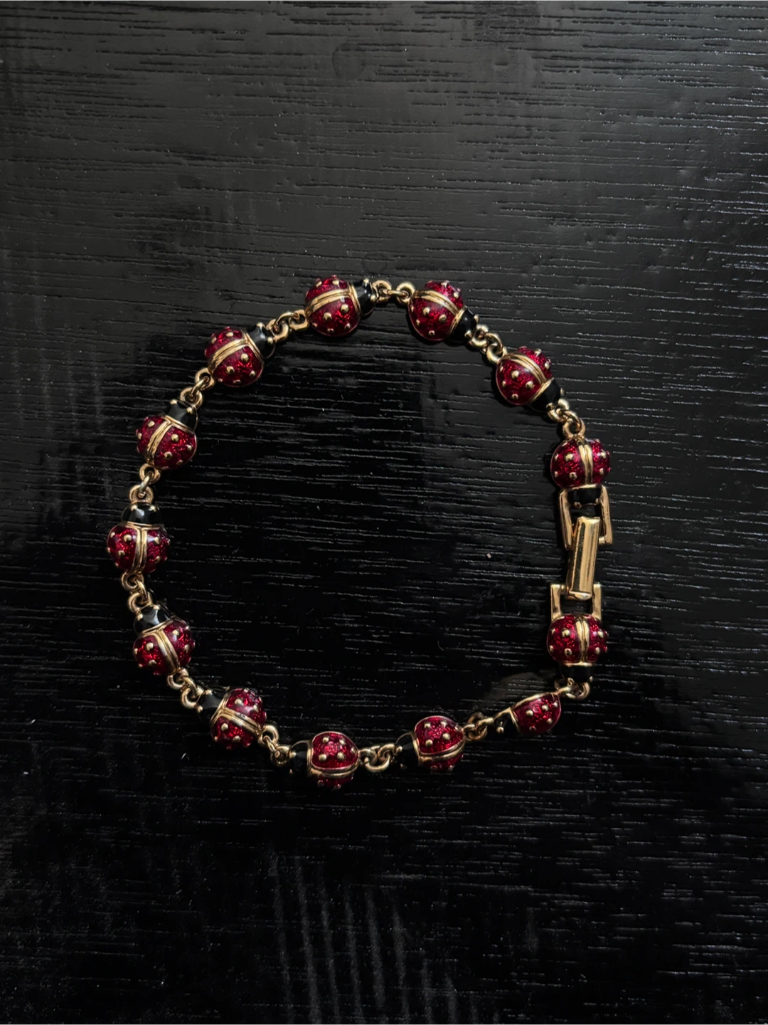 Signed Joan Rivers Ladybug Bracelet & Earrings Set - photo 2