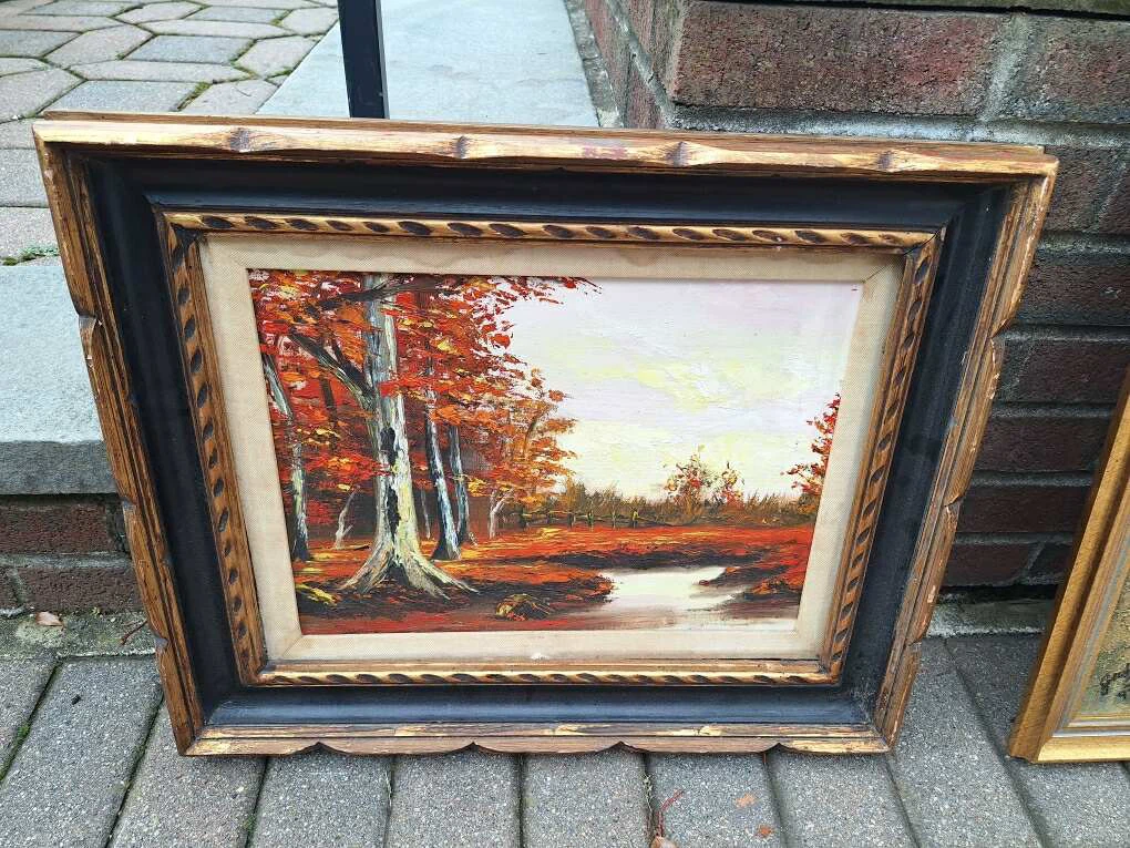 Framed Autumn Landscape Painting