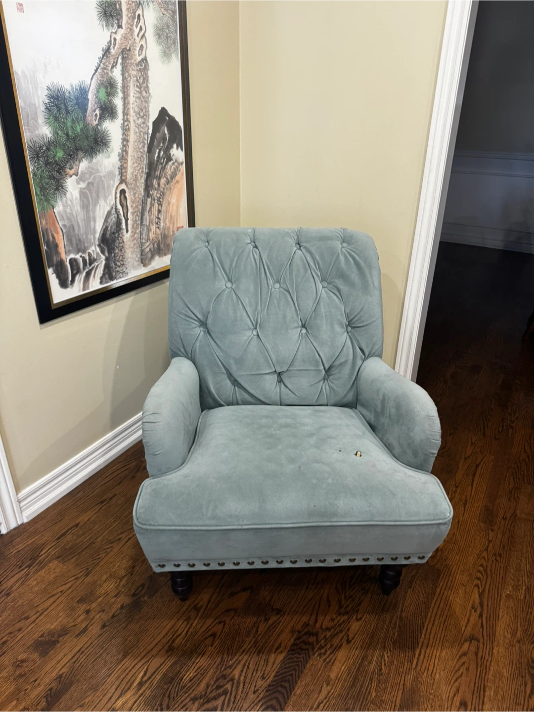 Light Blue Tufted Accent Chair - photo 3