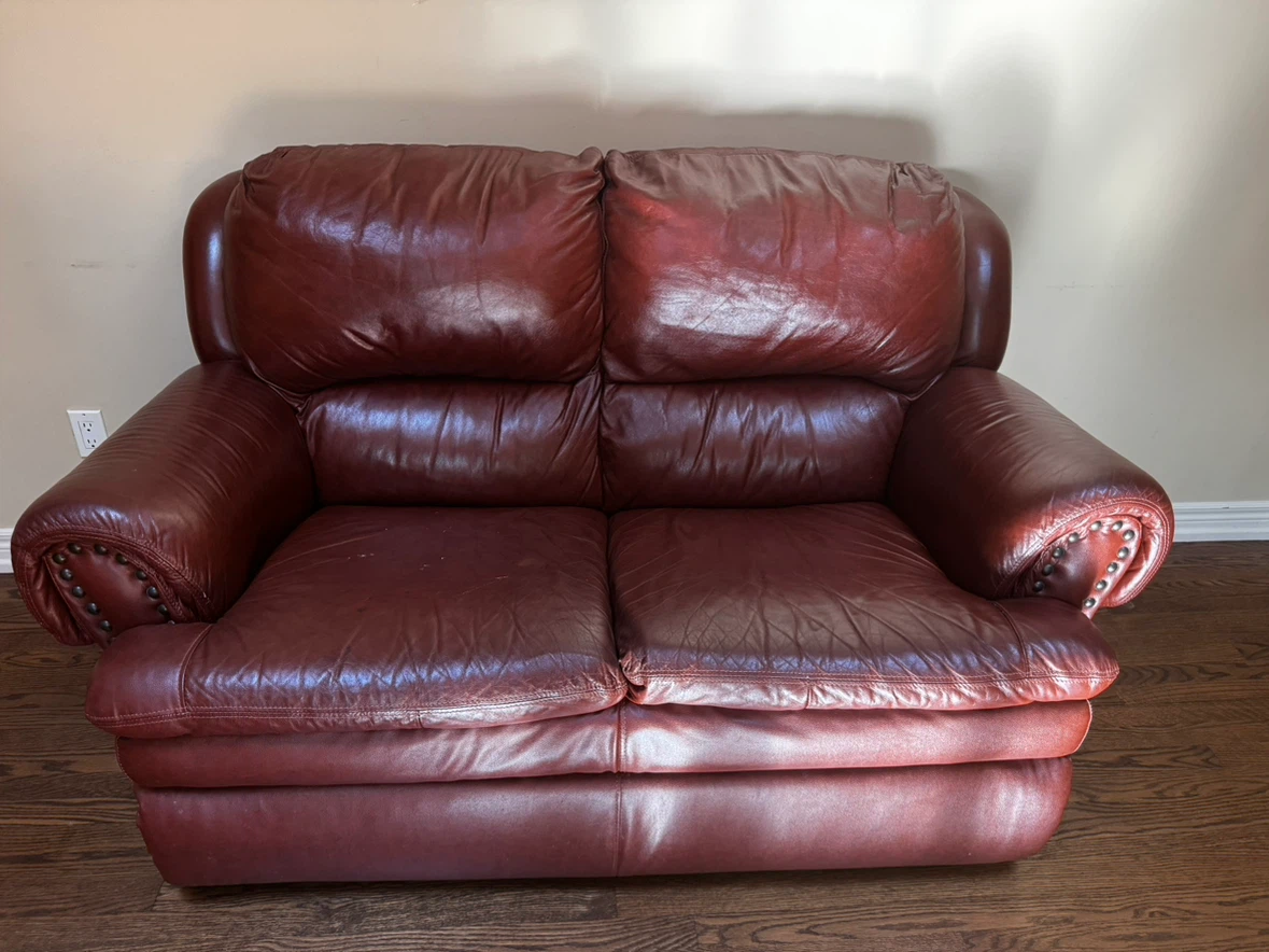Brown Leather Loveseat