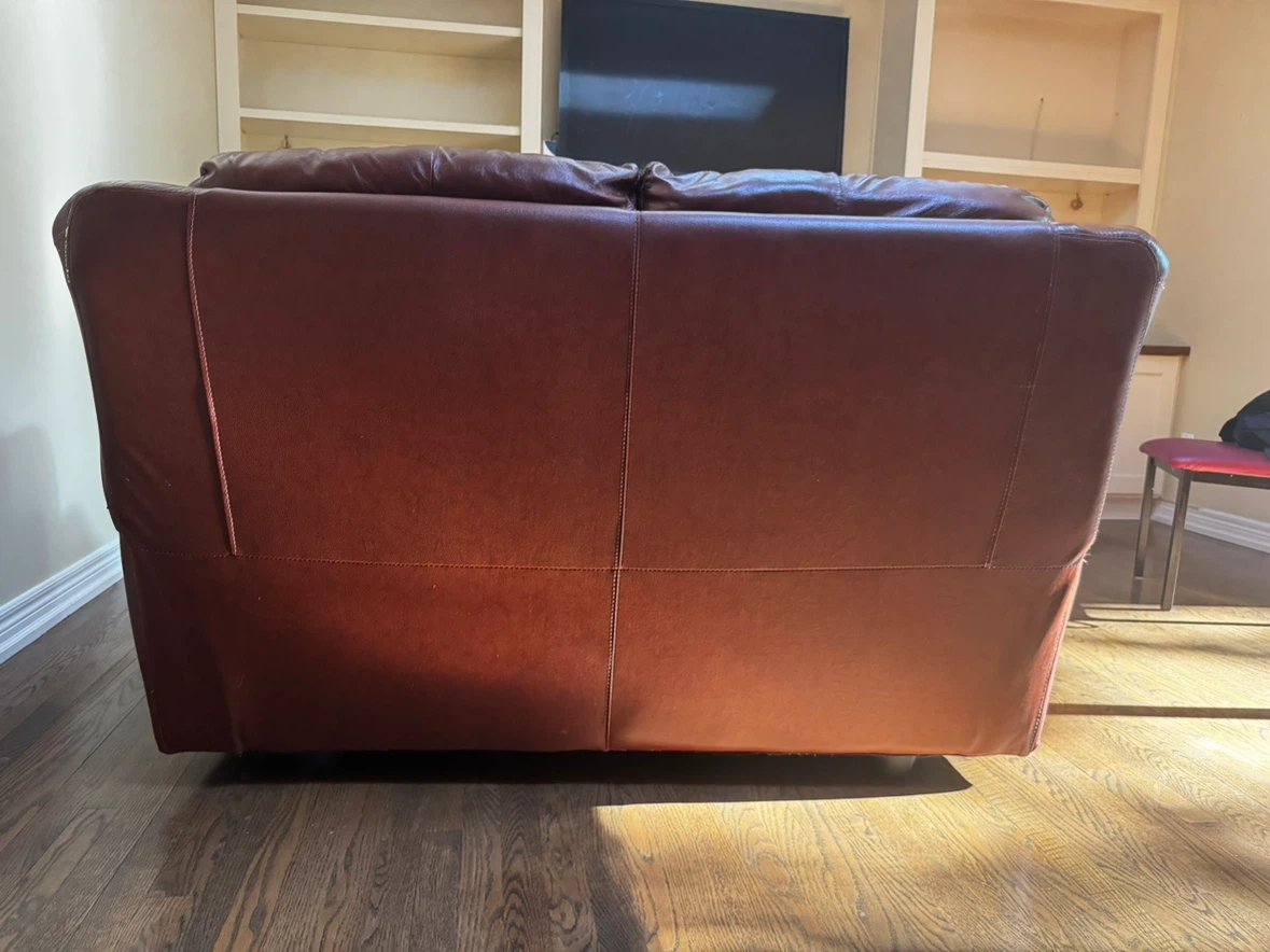 Brown Leather Loveseat - photo 2