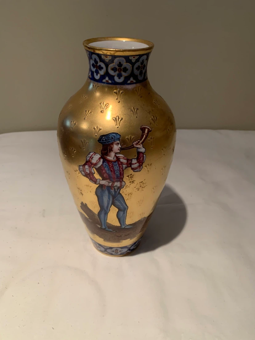 Gold Vase with Medieval Figure