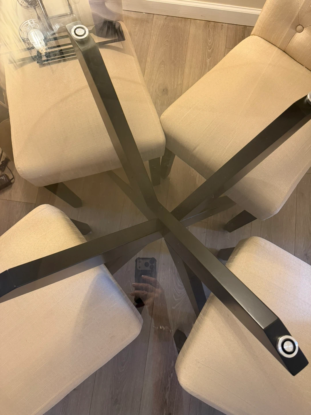 Glass Top Dining Table with 4 Chairs