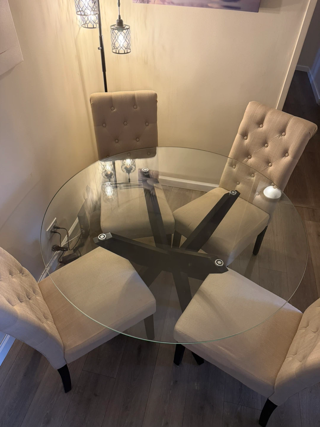 Glass Top Dining Table with 4 Chairs - photo 3