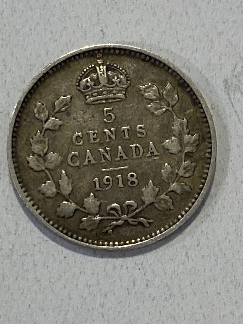 1918 Canada 5 Cents Coin - photo 2