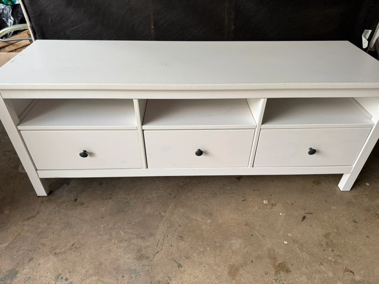 White Media Console TV Stand with 3 Drawers