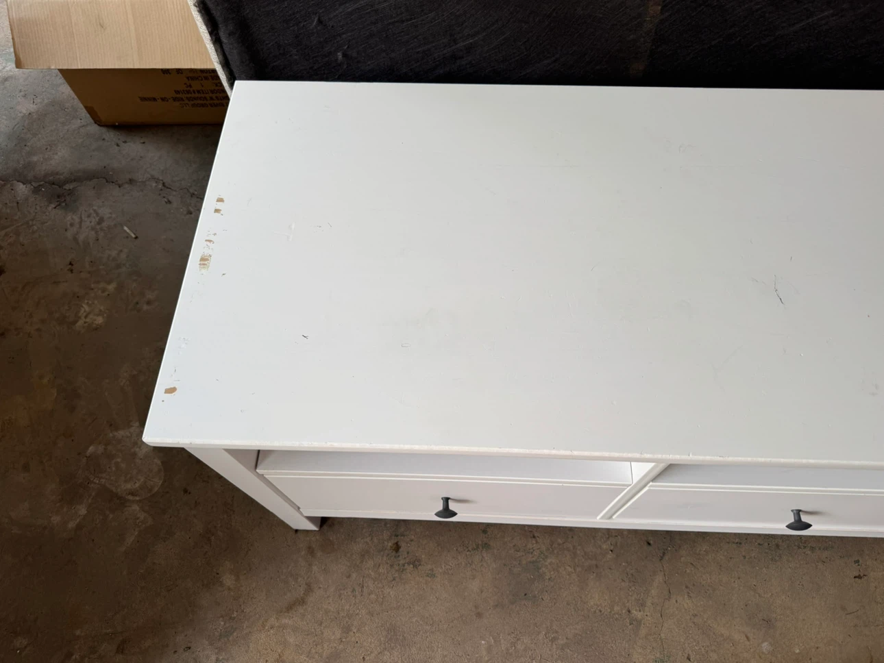 White Media Console TV Stand with 3 Drawers - photo 3