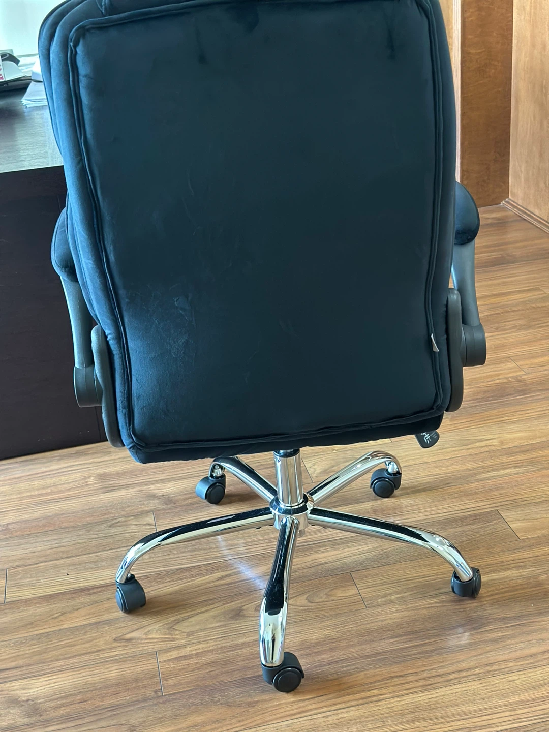 Black Velvet Office Chair with Chrome Base