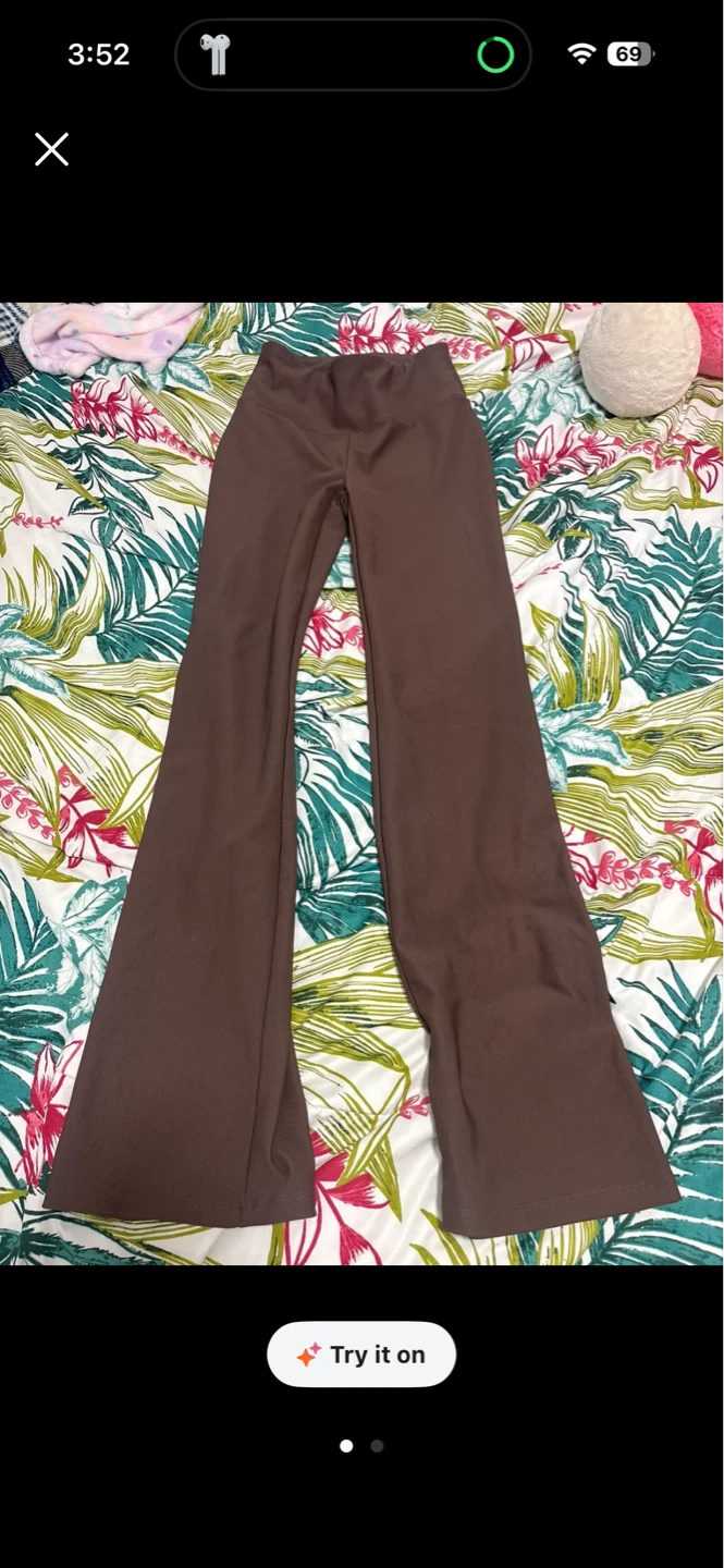 Brown Ribbed Flare Pants XS/TP