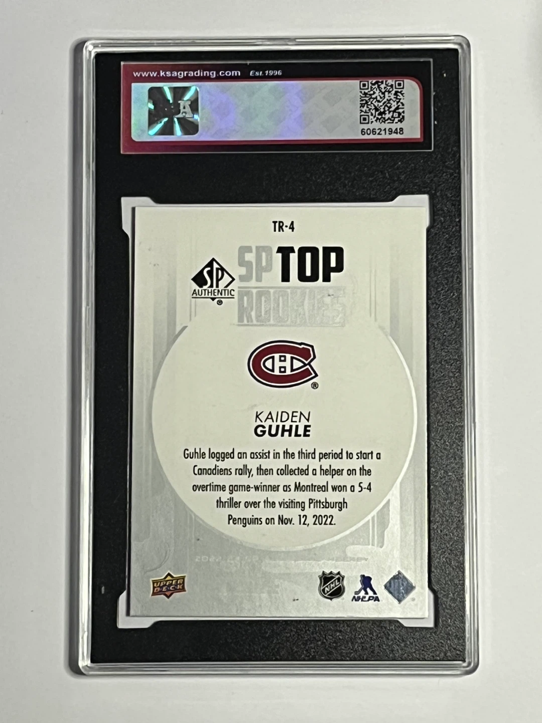 2022-23 SP Authentic #TR-4 Kaiden GUHLE 10 Gem Mint Card - photo 2
