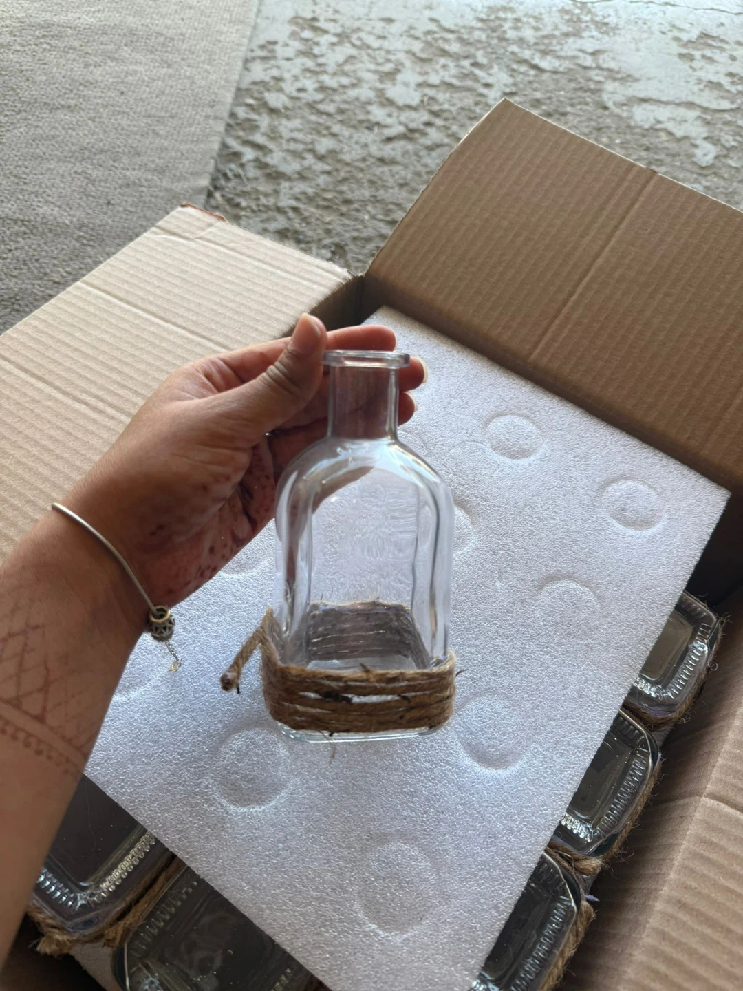 Clear Glass Bottle with Jute Wrap - photo 3