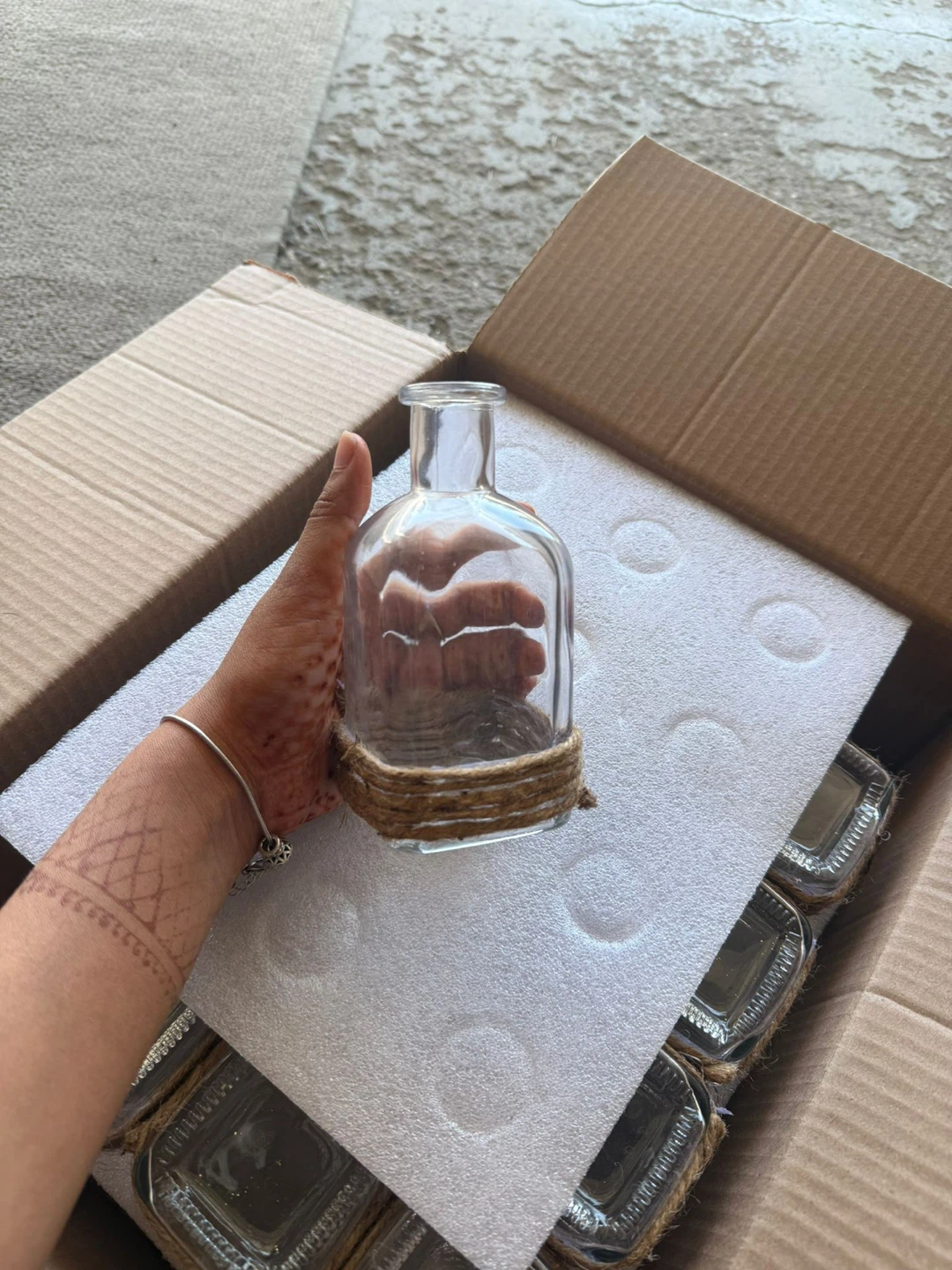 Clear Glass Bottle with Jute Wrap - photo 4