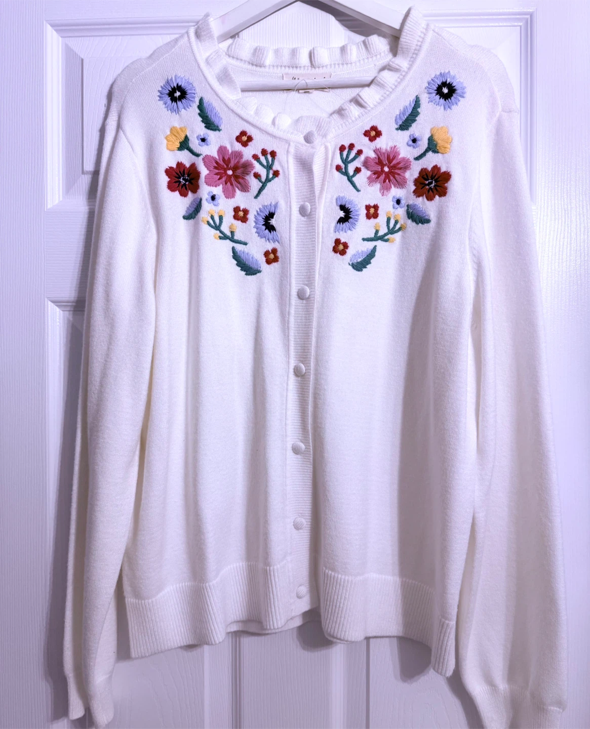 White Embroidered Floral Cardigan - photo 3