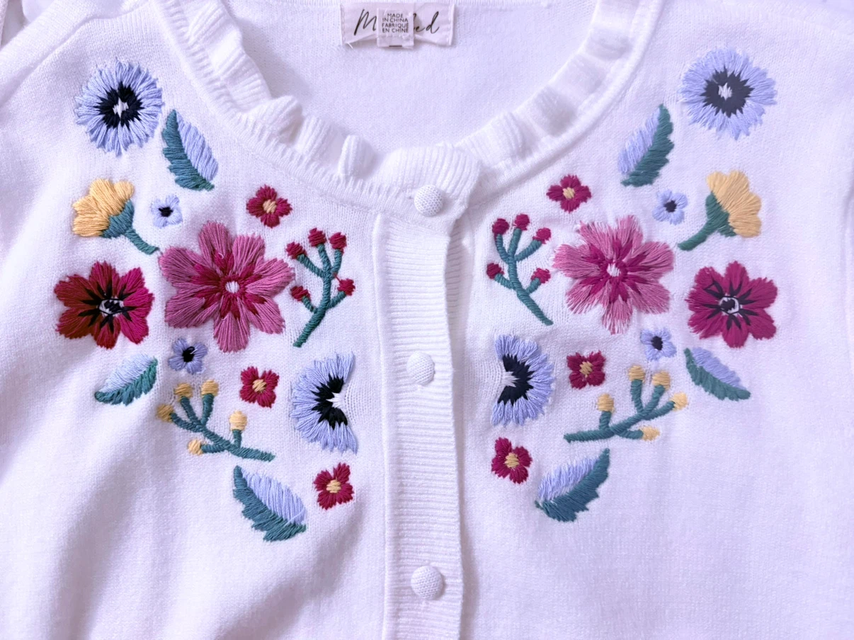 White Embroidered Floral Cardigan - photo 5