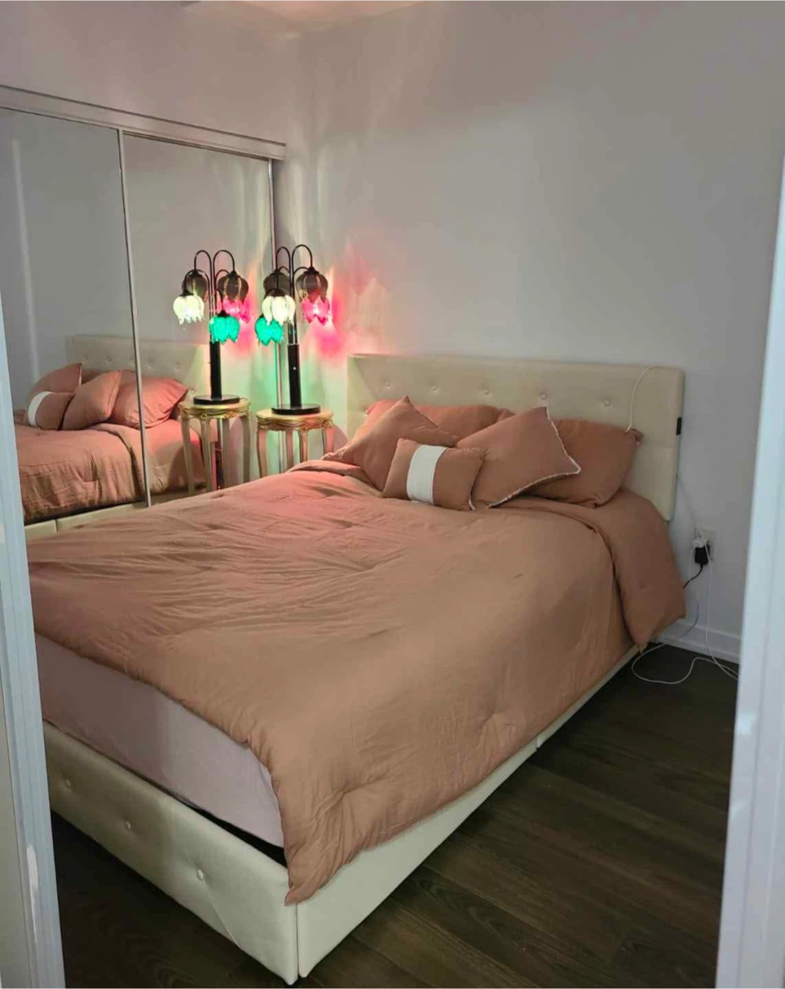 Cream Upholstered Queen Bed Frame - photo 2