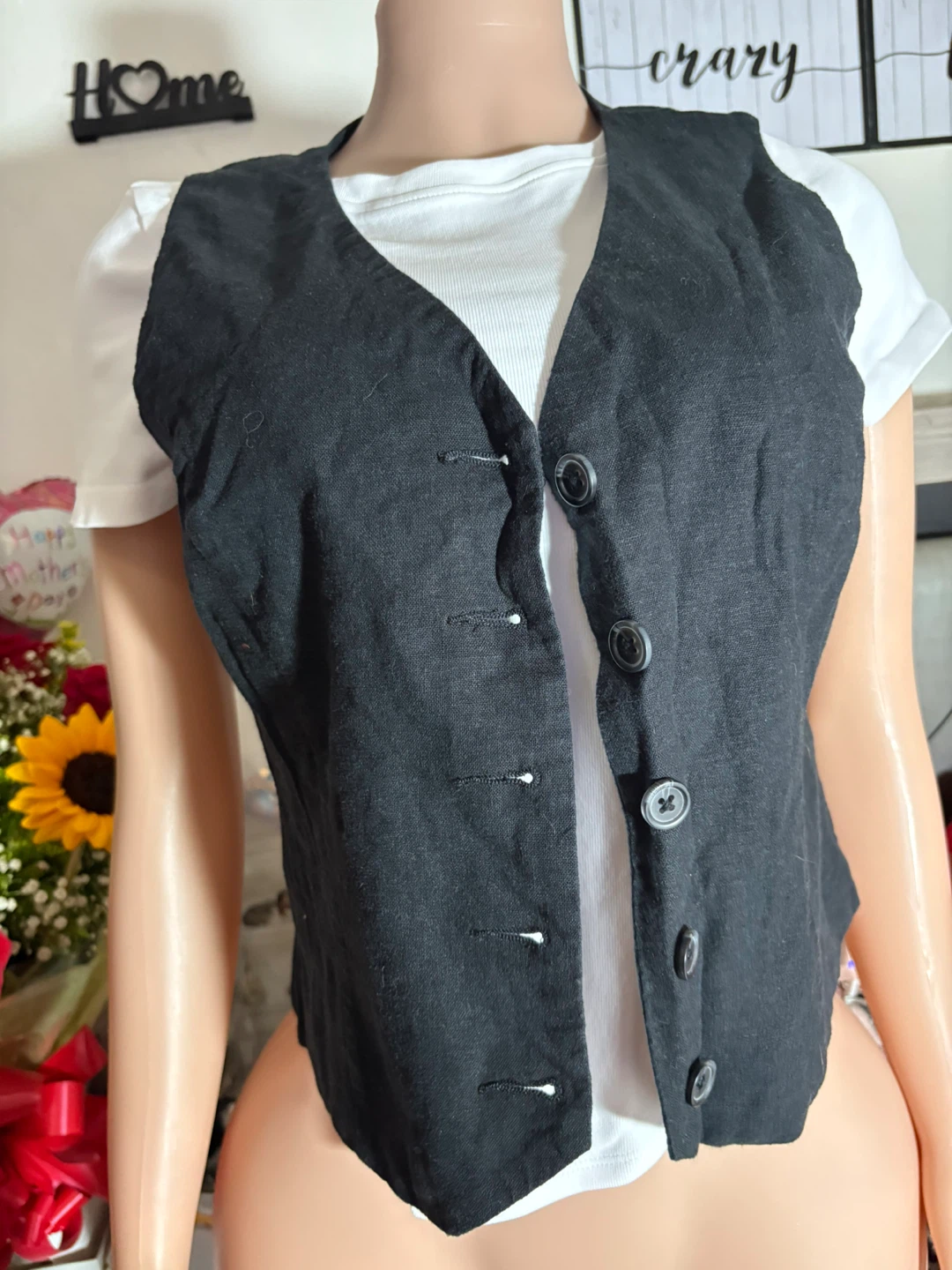 Black Button-Up Vest