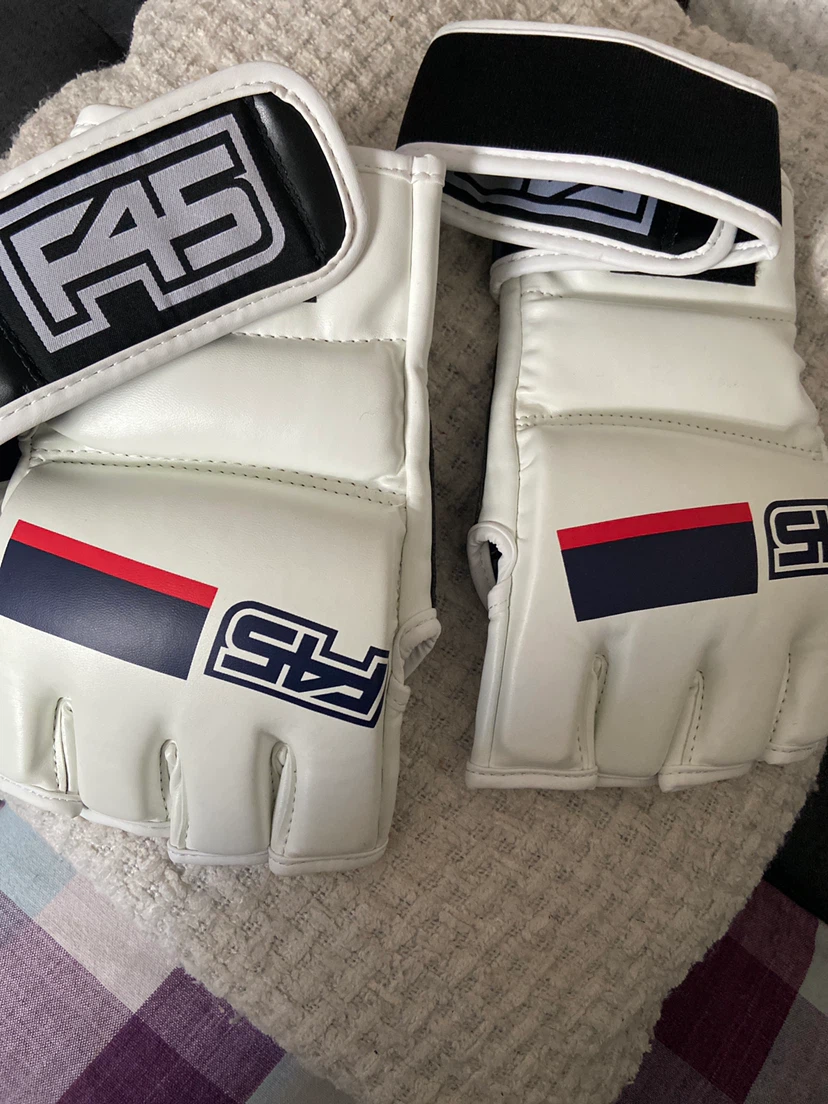 F45 White MMA Gloves