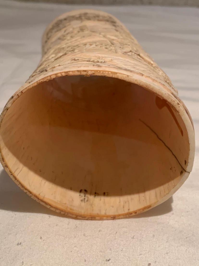 Carved Tusk Vase with Scenes - photo 4