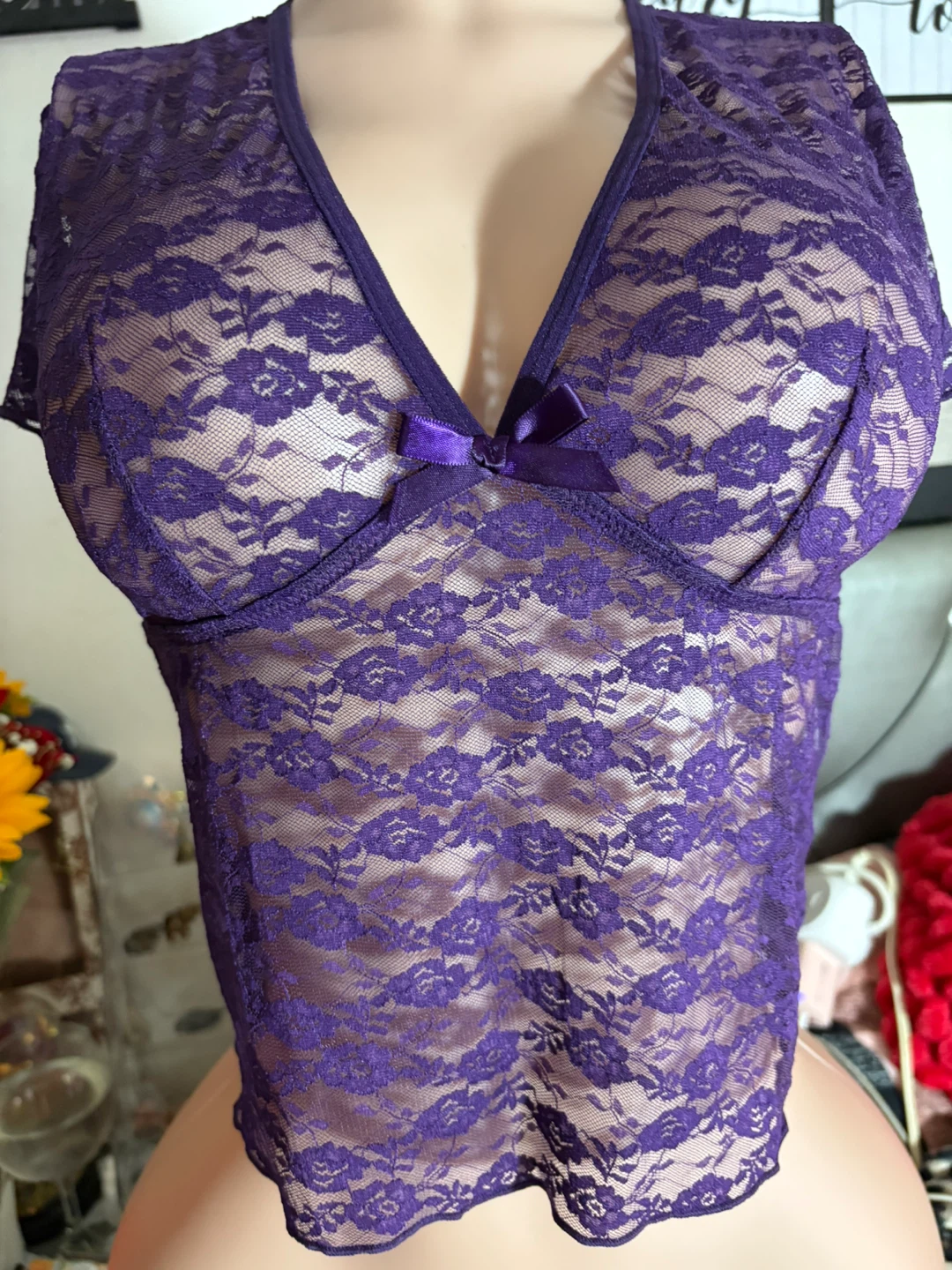 Purple Lace Halter Top