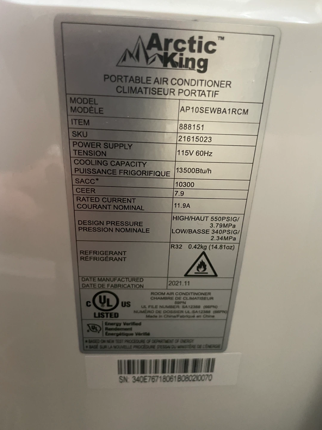 Arctic King Portable Air Conditioner 13,500BTU - photo 4
