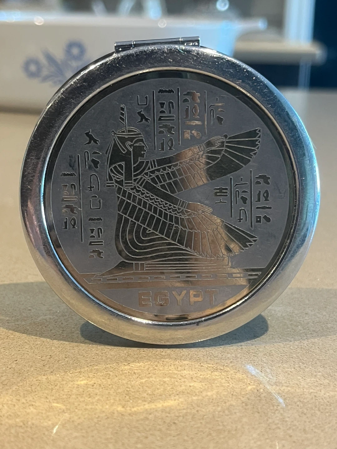 Silver Egyptian Compact Mirror