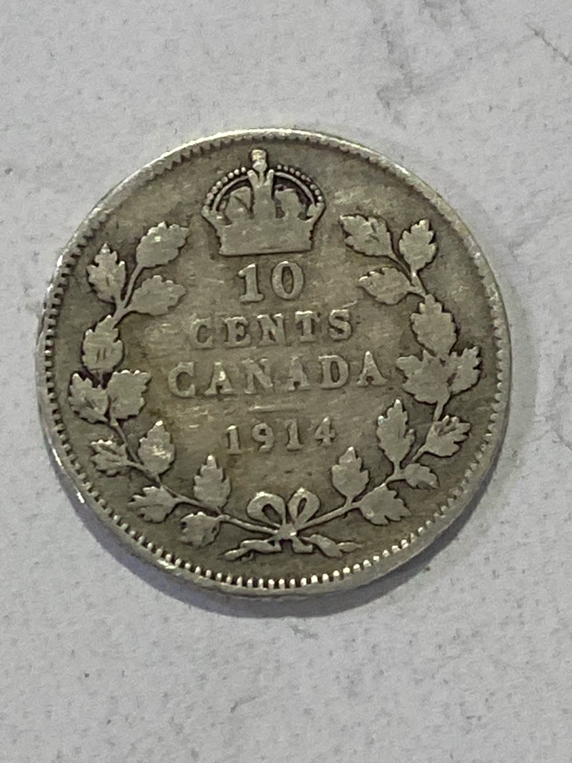 1914 Canadian 10 Cents Coin - photo 2