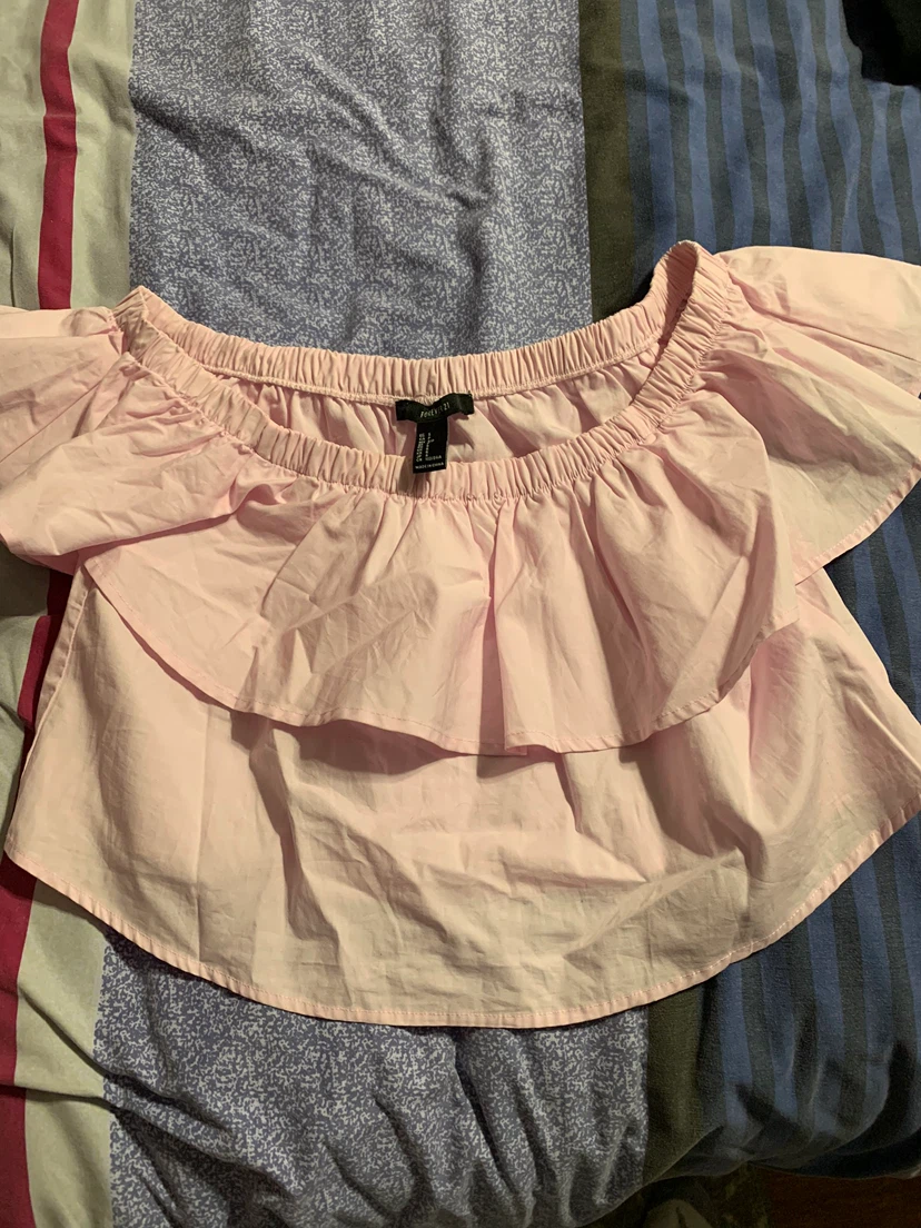 Forever 21 Pink Off-the-Shoulder Ruffle Top