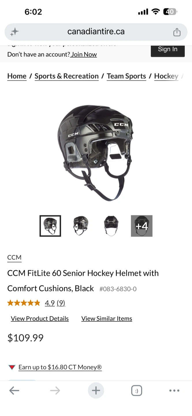 CCM FL 60 Senior Hockey Helmet + FV1 Visor $80/set