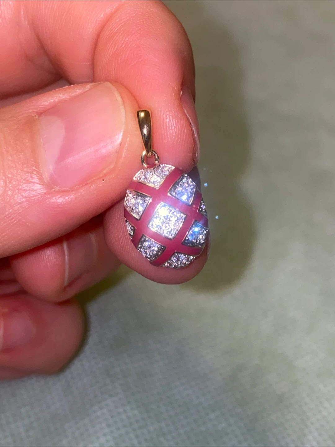 Red and crystal pendant with 925 stamp