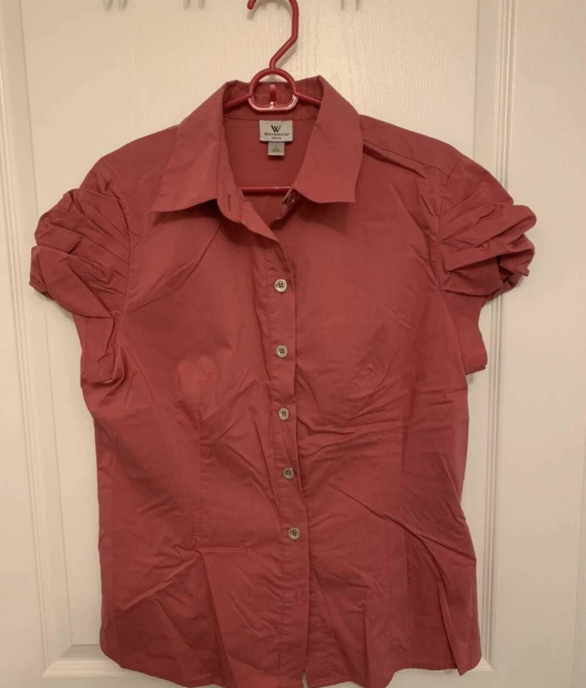Worthington Pink Short Sleeve Button-Up Shirt