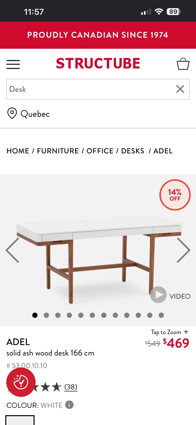Structube ADEL Desk - White - photo 3