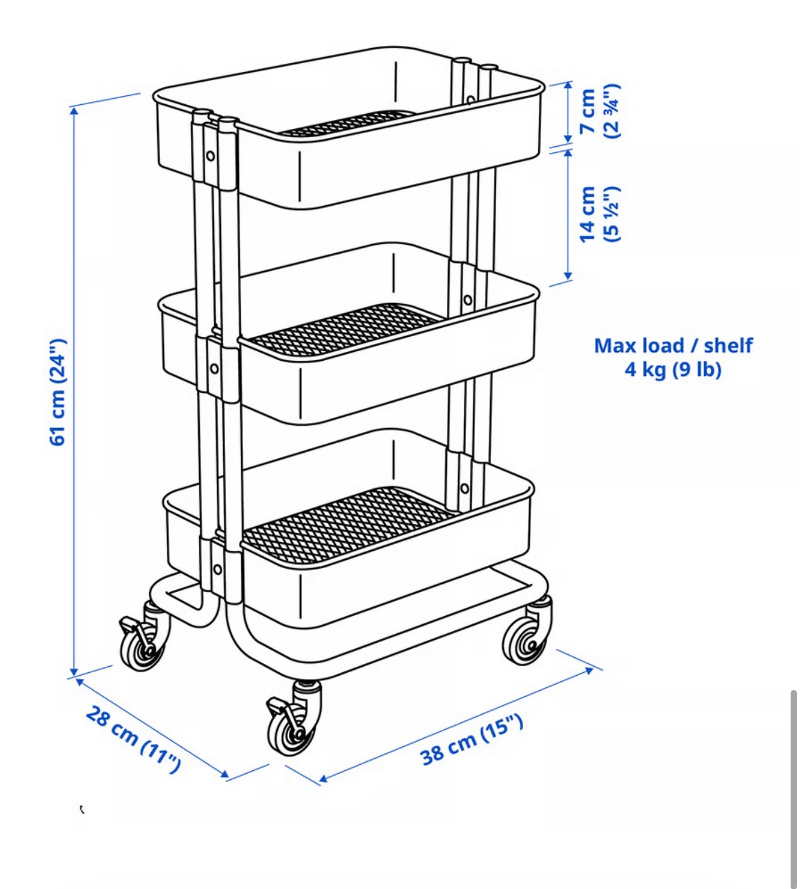 IKEA RÅSKOG 3-Tier Rolling Cart - Black - photo 2