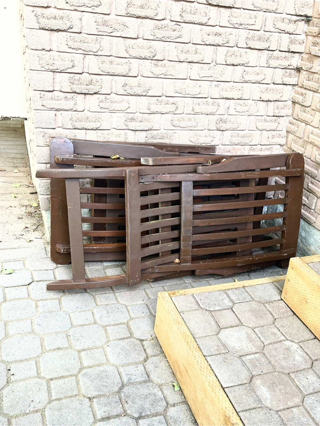 Brown Wooden Patio Chairs with Cream Cushions - photo 2