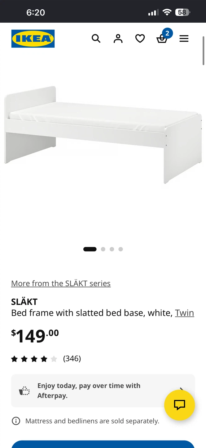 IKEA SLÄKT Bed Frame, White, Twin - photo 2