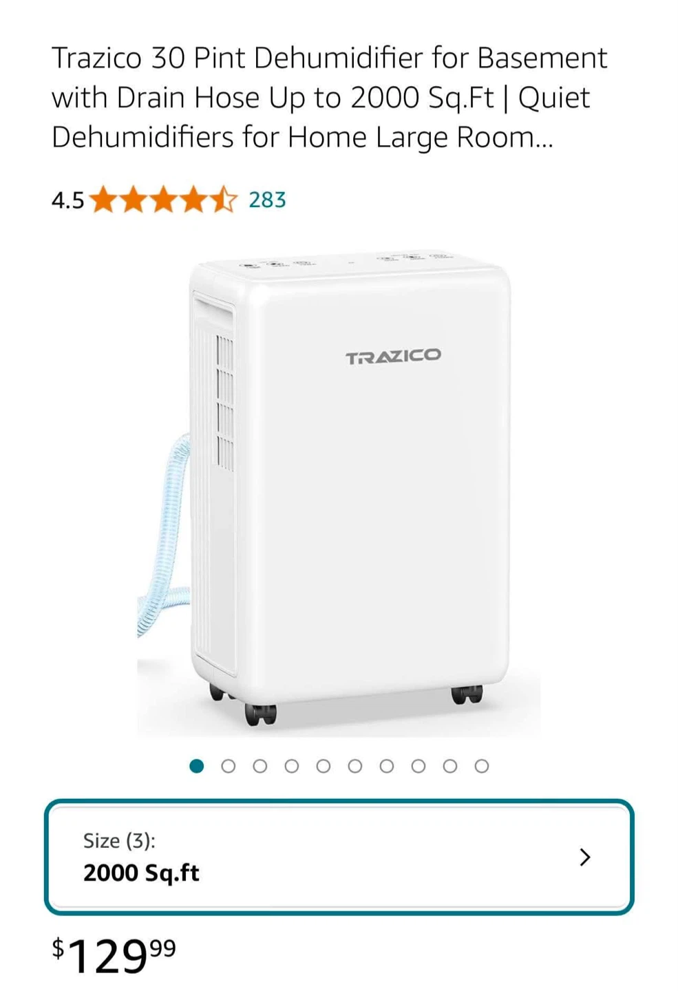 Trazico 30 Pint Dehumidifier TZ04