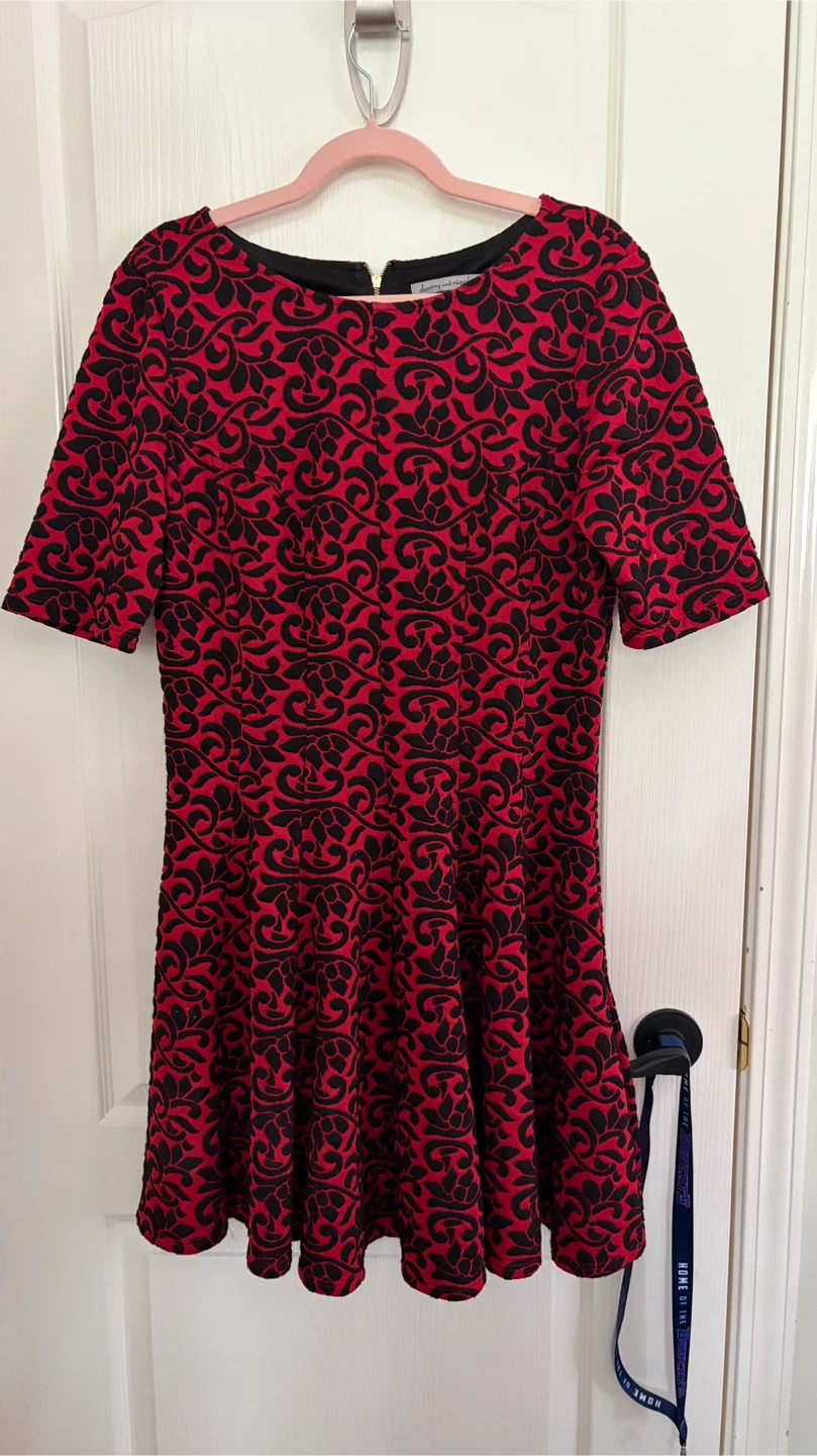 Red and Black Patterned Dress