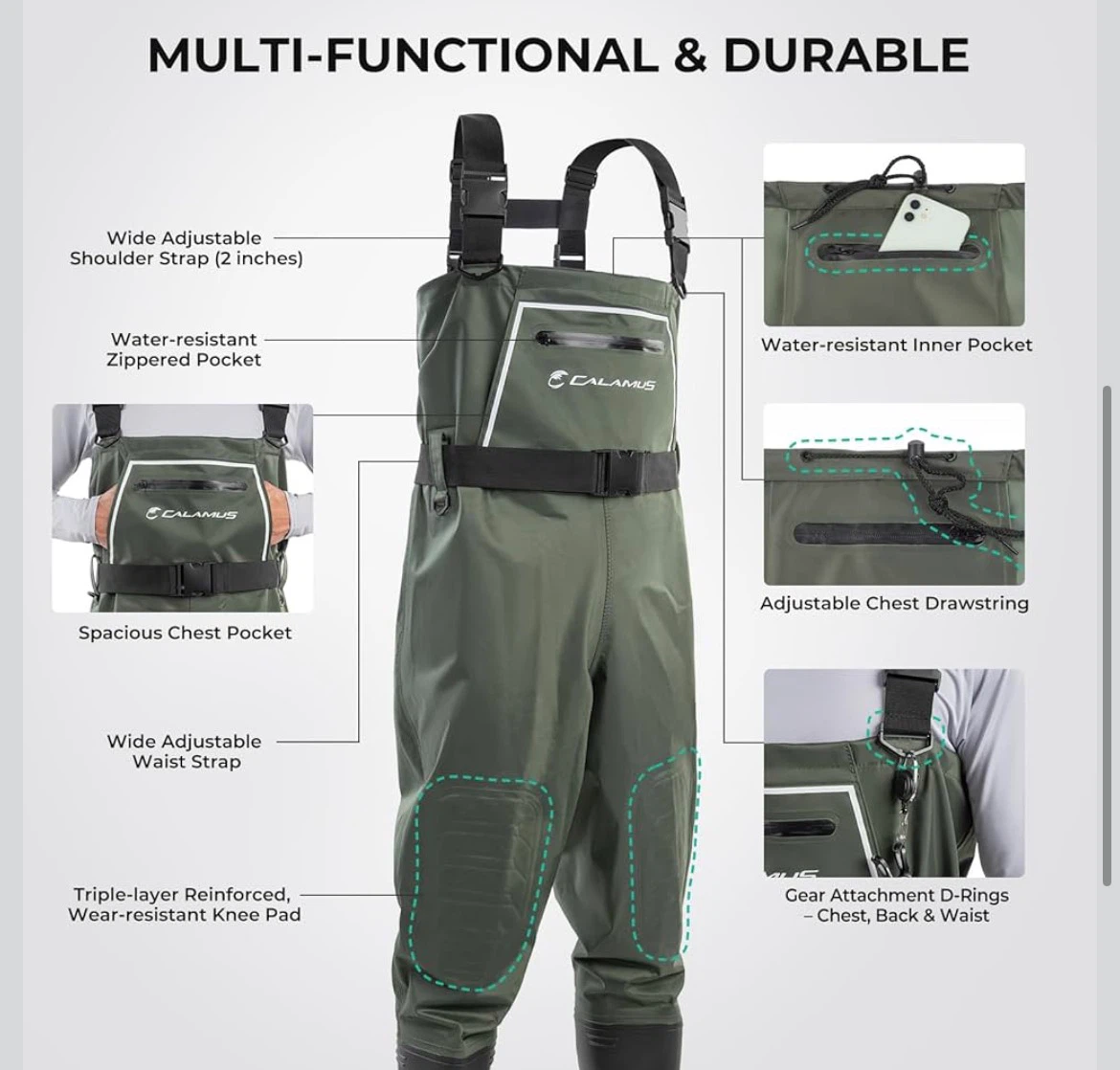 CALAMUS WaveWalker PVC Fishing Waders for Men & Women size 11 - photo 4