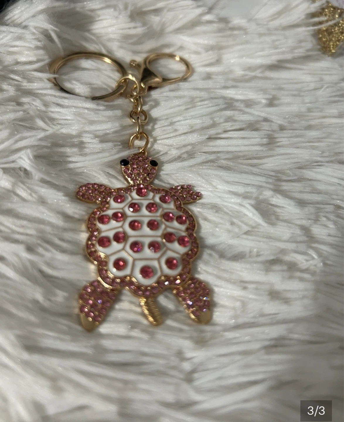 Gold Turtle Keychain with Pink Rhinestones - photo 2