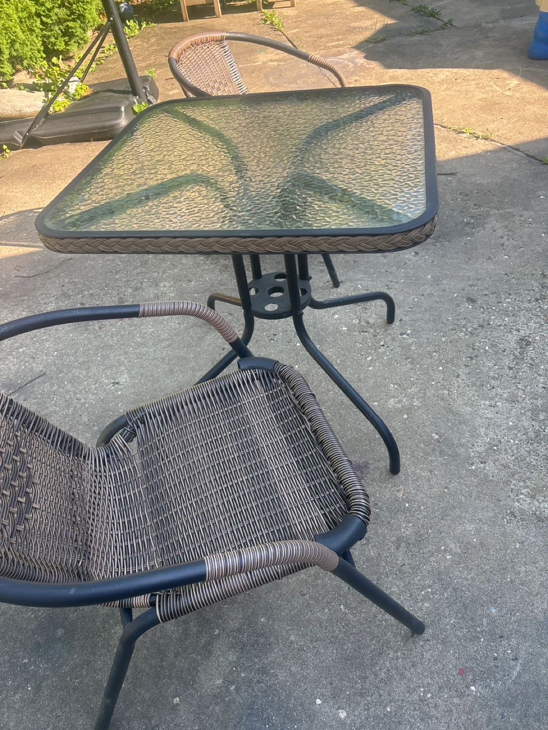 Wicker Patio Set with Glass Table and 2 Chairs - photo 2