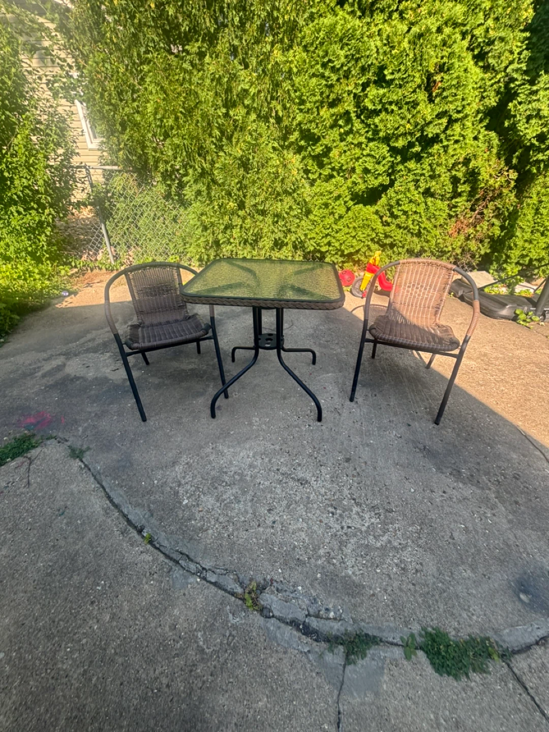Wicker Patio Set with Glass Table and 2 Chairs - photo 5