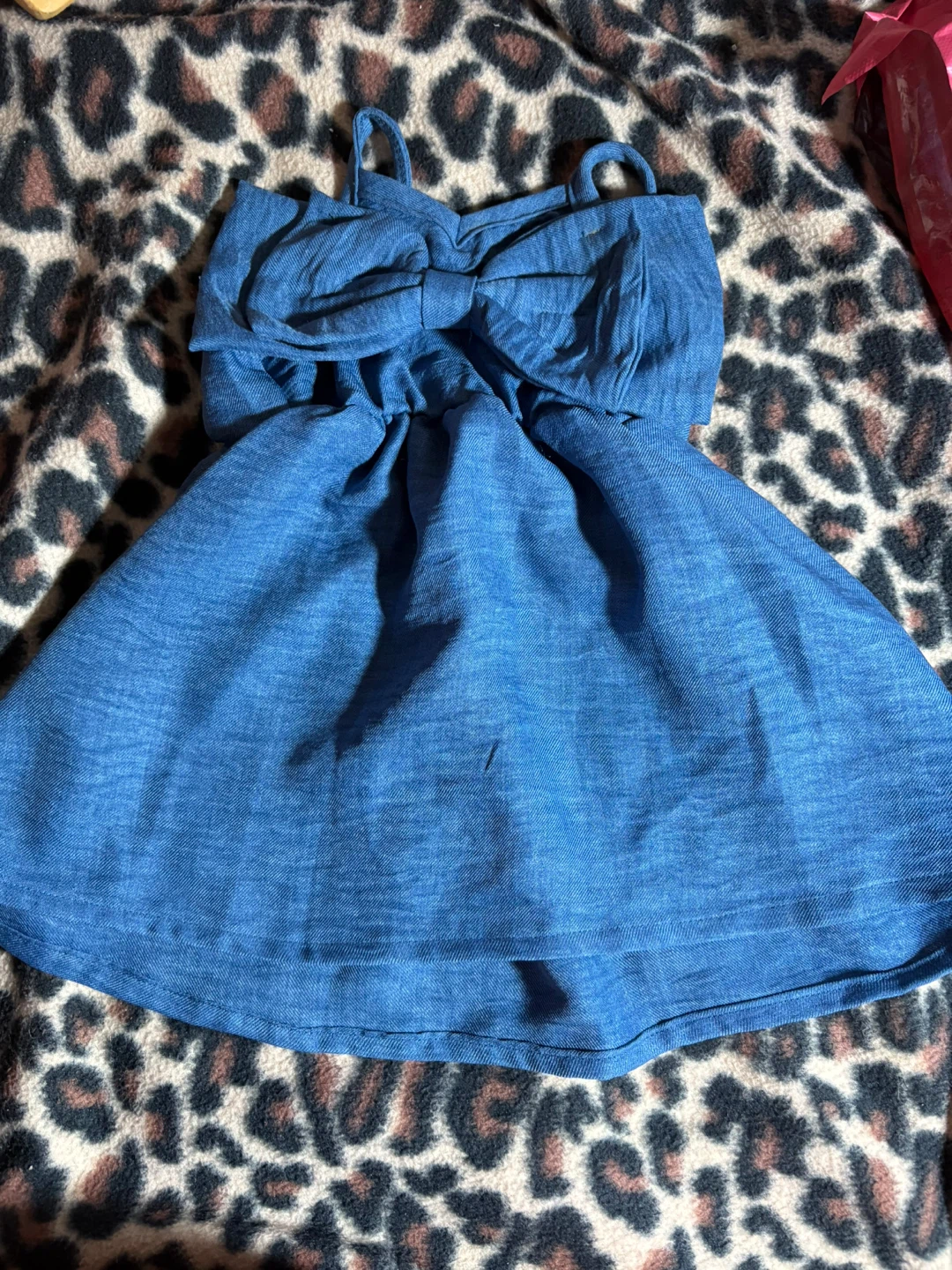 Blue Denim Dress with Bow