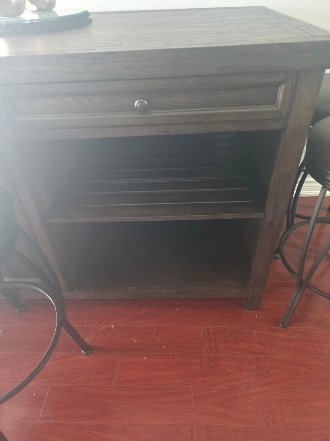 Dark Wood Side Table with Drawer