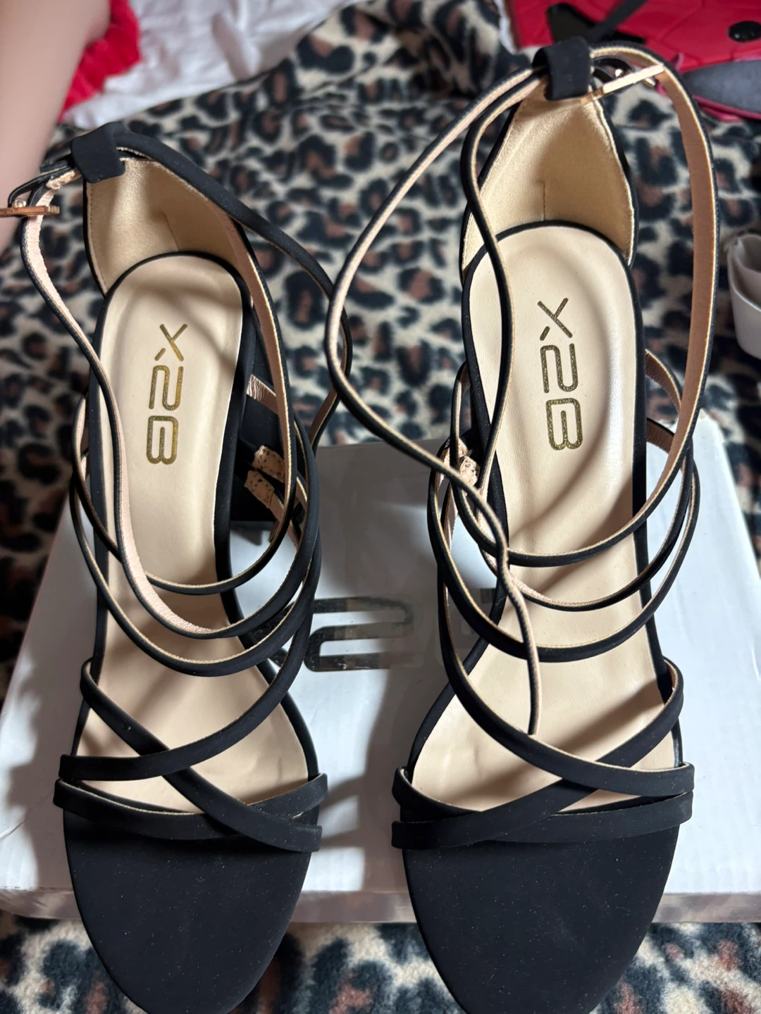 X2B Black Strappy Heels